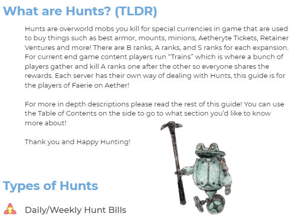 Text Guide to Hunts